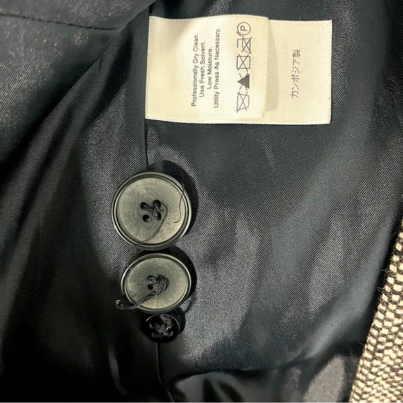 Eddie Bauer Women’s Tweed Wool Double Breasted Pea Coat Sz M Black White Preppy - Picture 4 of 4